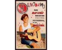 Birthday Card 8th Birthday, Boy with guitar, 13x20,5 cm